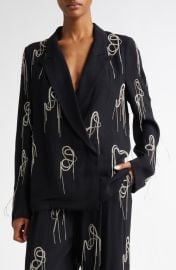 Dries Van Noten Caplana Crystal Chain Crepe Blazer at Nordstrom