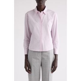 Dries Van Noten Clavini Grid Print Cotton Poplin Button-Up Shirt at Nordstrom