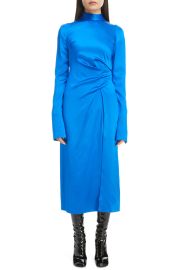 Dries Van Noten Dalba Long Sleeve Draped Silk Midi Dress at Nordstrom