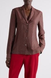 Dries Van Noten Diagonal Stripe Tailored Button-Up Shirt at Nordstrom