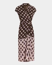 Dries Van Noten Dilian Abstract Print Draped Midi Dress at Neiman Marcus