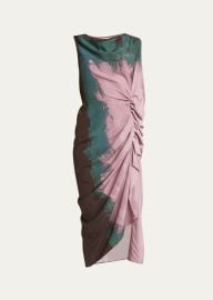 Dries Van Noten Dinam Draped Printed Midi Dress - at Bergdorf Goodman