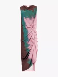 Dries Van Noten Dinam Placed Brushstroke Print Stretch Silk Georgette Midi Dress at Selfridges