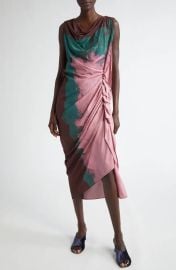 Dries Van Noten Dinam Placed Brushstroke Print Stretch Silk Georgette Midi Dress at Nordstrom