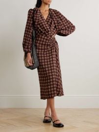 Dries Van Noten Divani Printed Silk Midi Dress in Redpat at Net a Porter