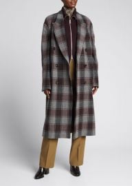 Dries Van Noten Double-Breasted Plaid Wool Coat - at Bergdorf Goodman