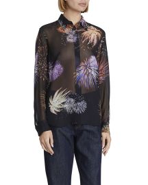 Dries Van Noten Firework-Print Sheer Silk Chiffon Shirt at Neiman Marcus