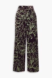 Dries Van Noten Floral print velvet wide leg pants at The Outnet