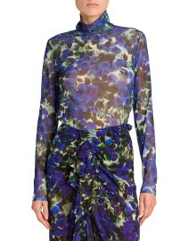 Dries Van Noten Heyser Floral Print Mesh Turtleneck at Saks Fifth Avenue