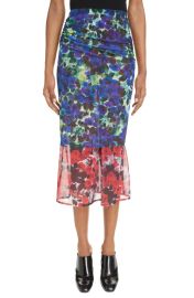 Dries Van Noten Heyser Floral Print Mesh Turtleneck and Skirt at Nordstrom