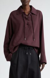 Dries Van Noten Lace-Up Neck Knit Top at Nordstrom