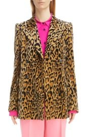 Dries Van Noten Leopard Print Double Breasted Cotton Blend Blazer at Nordstrom