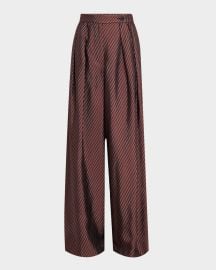 Dries Van Noten Pamplona Striped Pleated Wide-Leg Pants at Neiman Marcus