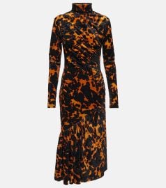 Dries Van Noten Printed stretch velvet midi dress at Mytheresa