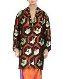 Dries Van Noten Rodel Geometric Lam Cocoon Coat at Bergdorf Goodman