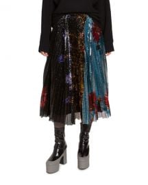 Dries Van Noten Sequined Pleated Midi Skirt at Neiman Marcus