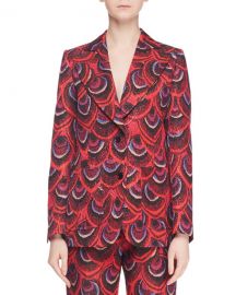 Dries Van Noten Single-Breasted Two-Button Peacock-Jacquard Blazer at Neiman Marcus