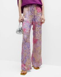 Dries Van Noten Straight-Leg Floral-Print Casual Trousers With Drawstring Waist at Neiman Marcus