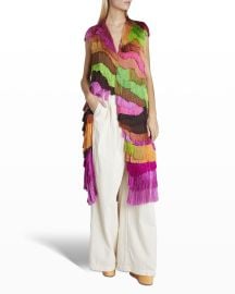 Dries Van Noten Tiered Fringe Long Vest at Neiman Marcus