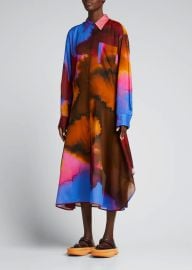 Dries Van Noten Watercolor Cotton Voile Midi Dress - at Bergdorf Goodman