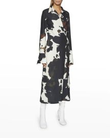 Dries van Noten Darcia Cow Print Midi Wrap Shirtdress at Neiman Marcus