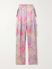 Dries van Noten Floral print satin jacquard cargo pants at Net a Porter