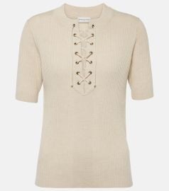 Dries van Noten Lace up ribbed knit wool blend top at Mytheresa