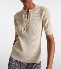 Dries van Noten Lace up ribbed knit wool blend top at Mytheresa