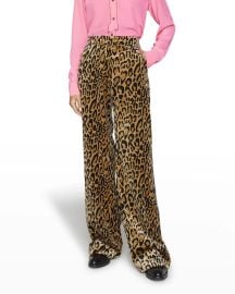 Dries van Noten Leopard Wide Leg Pants at Neiman Marcus