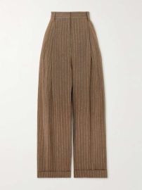 Dries van Noten Pleated Striped Linen blend Pants at Net a Porter