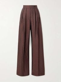 Dries van Noten Pleated striped jacquard wide leg pants at Net a Porter