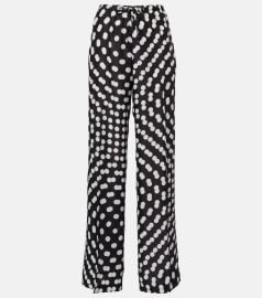 Dries van Noten Puvis Polka dot Satin Straight leg Pants at Mytheresa