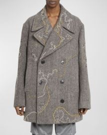 Dries van Noten Raven Embellished Peacoat at Neiman Marcus