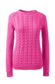 Drifter Cable Knit Sweater in Vibrant Magenta at Lands End