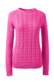 Drifter Cable Sweater in Vibrant Magenta at Lands End