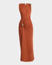 Drop Detail Gathered Matte Crepe Jersey Maxi Dress at Neiman Marcus