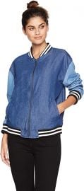 Drop Shoulder Denim Bomber Jacket at Amazon