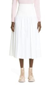 Drop Yoke Mixed Media Midi Skirt at Nordstrom