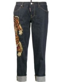 Dsquared2 Cropped Tiger Embroidered Jeans - Farfetch at Farfetch