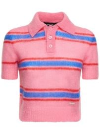 Dsquared2 Striped mohair blend knit polo at Luisaviaroma