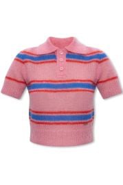 Dsquared2 Striped mohair blend knit polo at Cettire