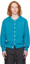 Dunst Blue Open Collar Cardigan at ssense