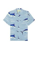 Duvin Design Marlin Leisure Stretch Button Up Shirt In Blue at Revolve