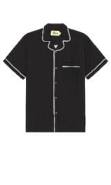 Duvin Design Poolside Retro Button Up Shirt In Black at Revolve