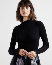 Dvana Frilled Trim Ribbed Sweater at Ted Baker