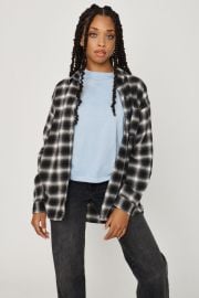 Dylan Button Up Shirt in Black Silver Fern Plaid at Garage Clothing