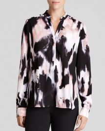 Dylan Gray Half Placket Print Silk Blouse at Bloomingdales