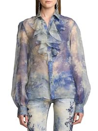 Dylon Ruffled Floral Washed Silk Shirt at Saks Fifth Avenue