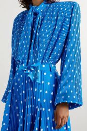 Dynasty pussy-bow polka-dot plissé-crepe blouse at Net a Porter