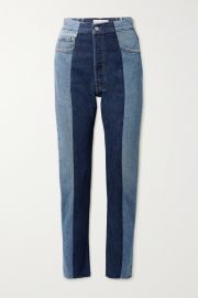 E.L.V Denim The Twin frayed two-tone high-rise straight-leg jeans at Net a Porter